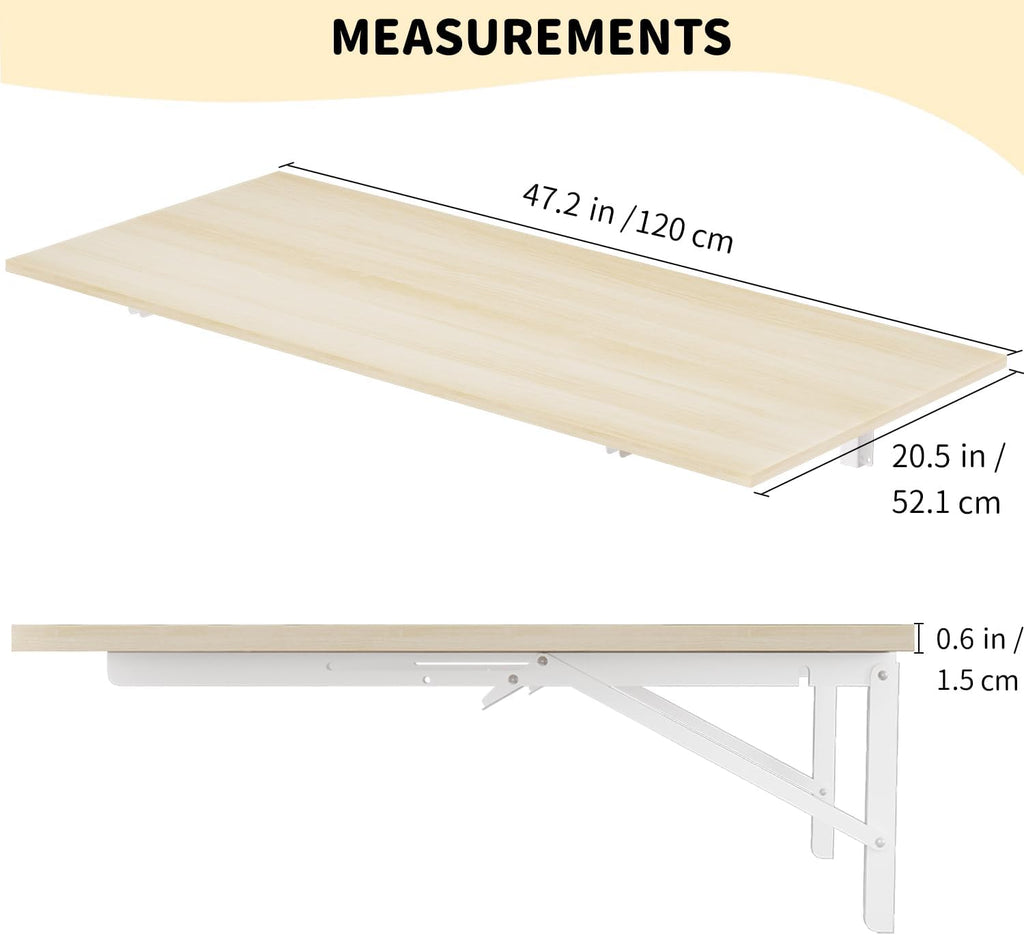 Space Saving Natural Wood Wall Fold Down Kitchen Table