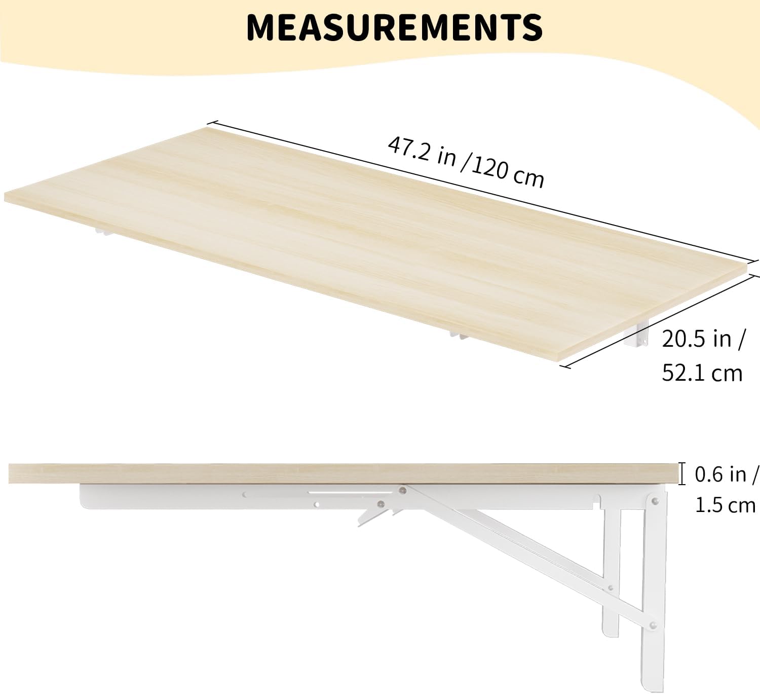 Space Saving Natural Wood Wall Fold Down Kitchen Table