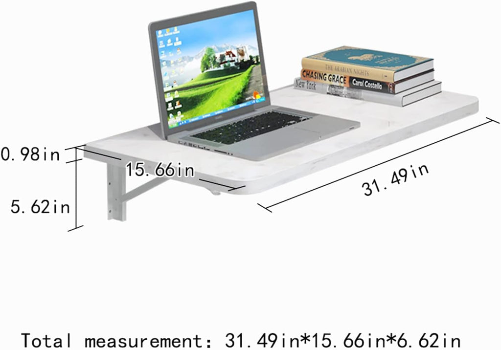 Space Saving White Wall Mounted Drop Leaf Desk