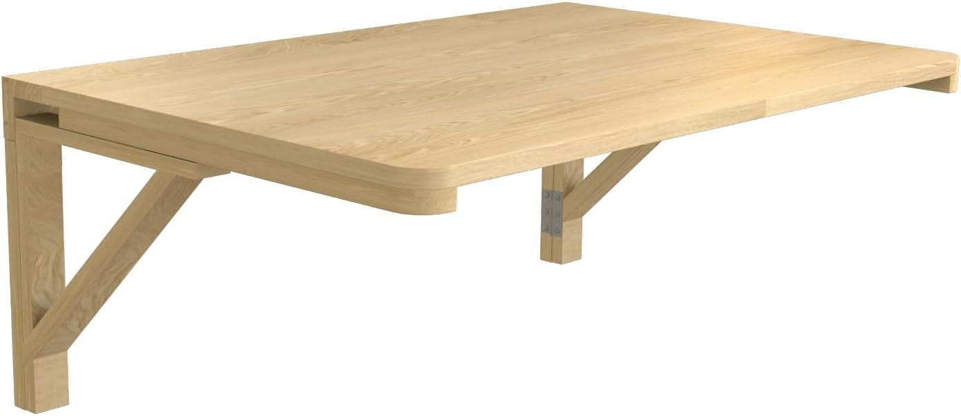 Space Saving Natural Wood Wall Fold Down Desk Table