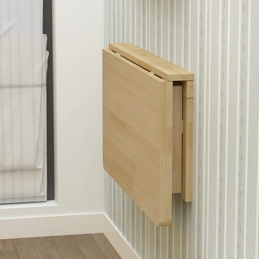 Space Saving Natural Wood Wall Fold Down Desk Table