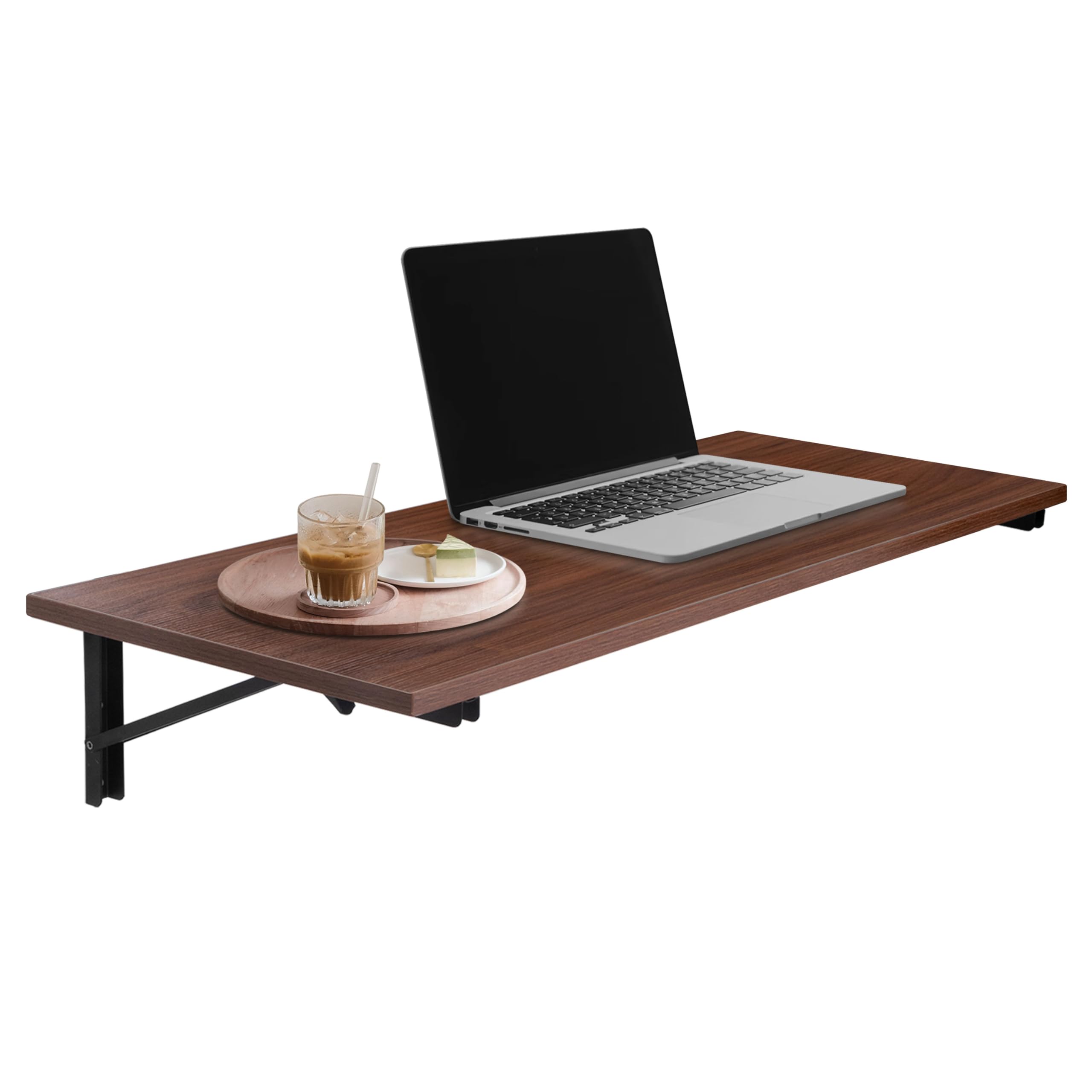Space Saving White Oak Wall Fold Down Floating Desk