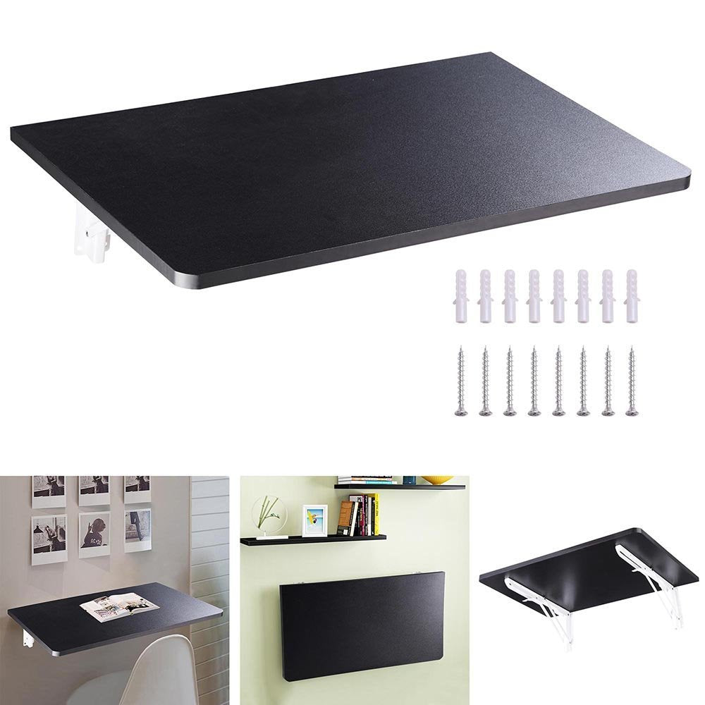 Space Saving White Wood Wall Fold Down Floating Desk