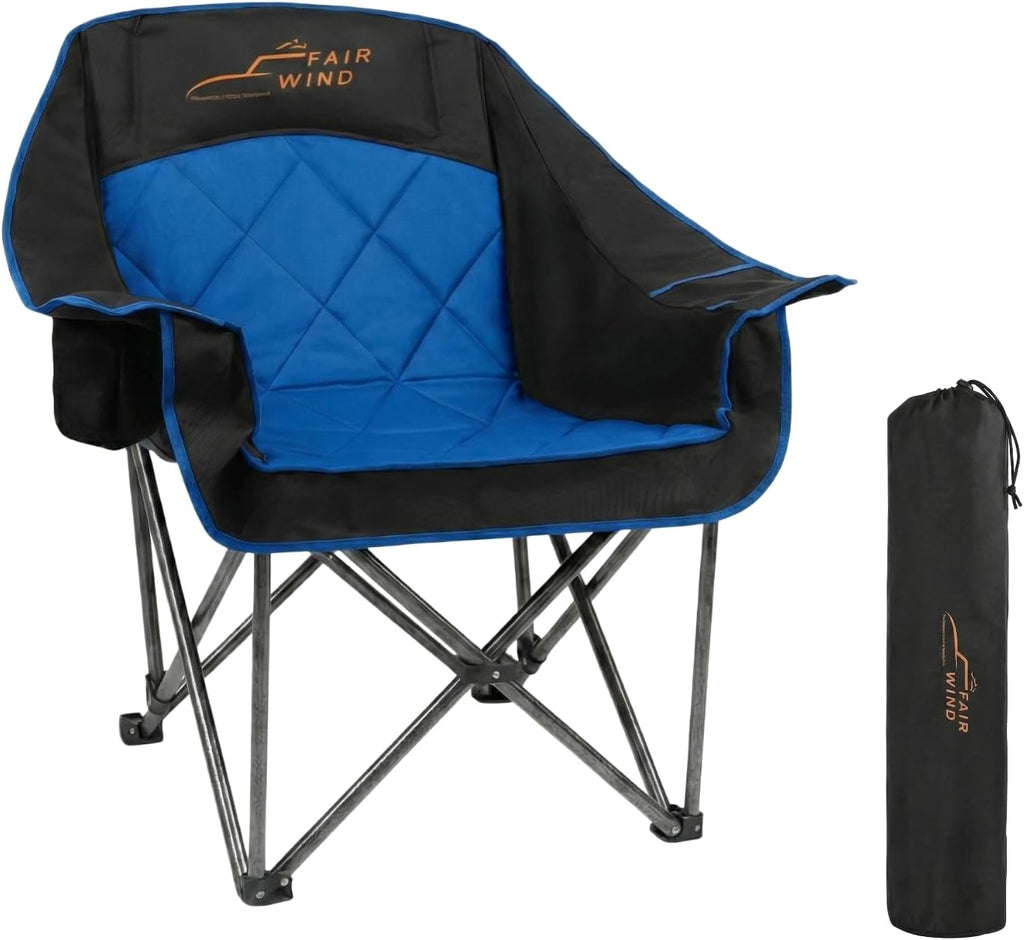 Blue Oversized Padded Heavy Duty Camping Chair