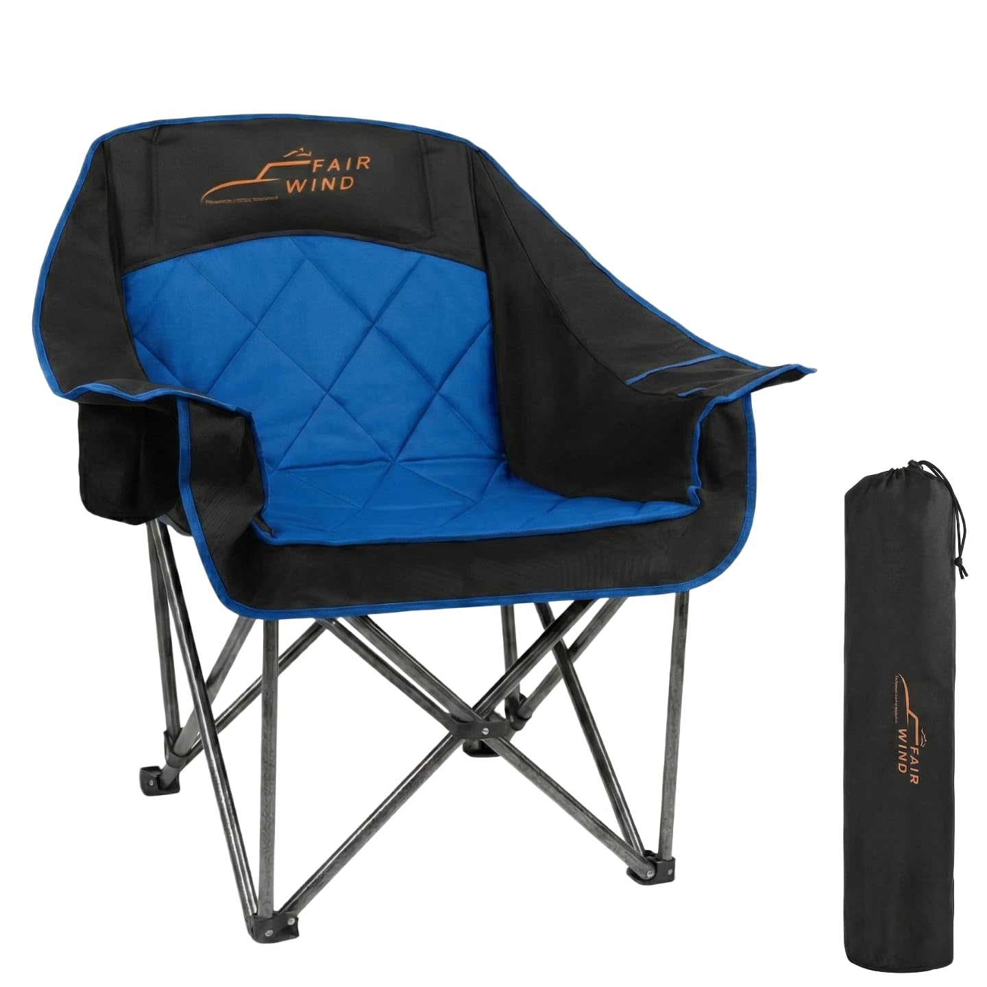 Blue Oversized Padded Heavy Duty Camping Chair