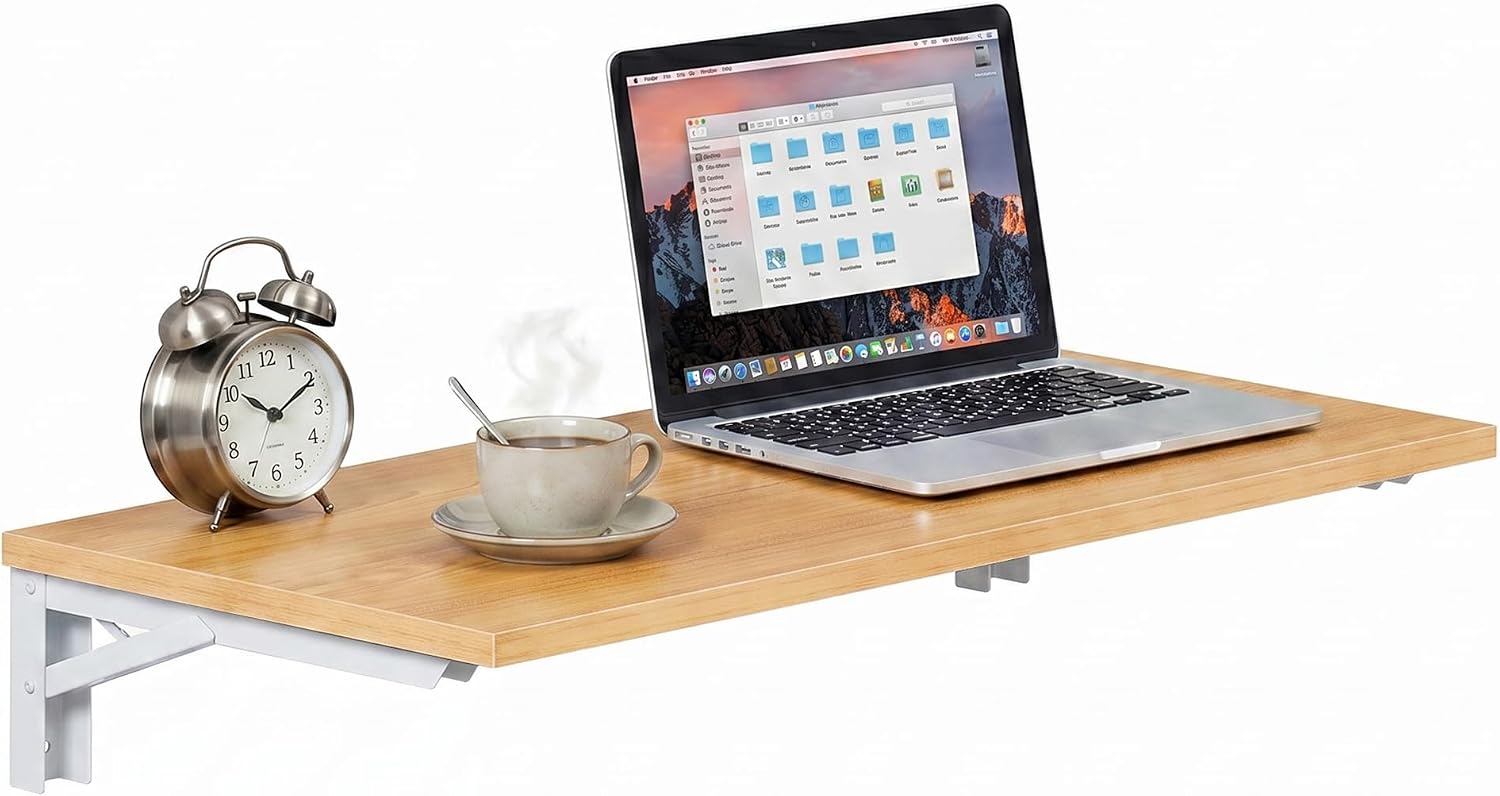Heavy Duty Teak White Frame Wall Fold Down Table