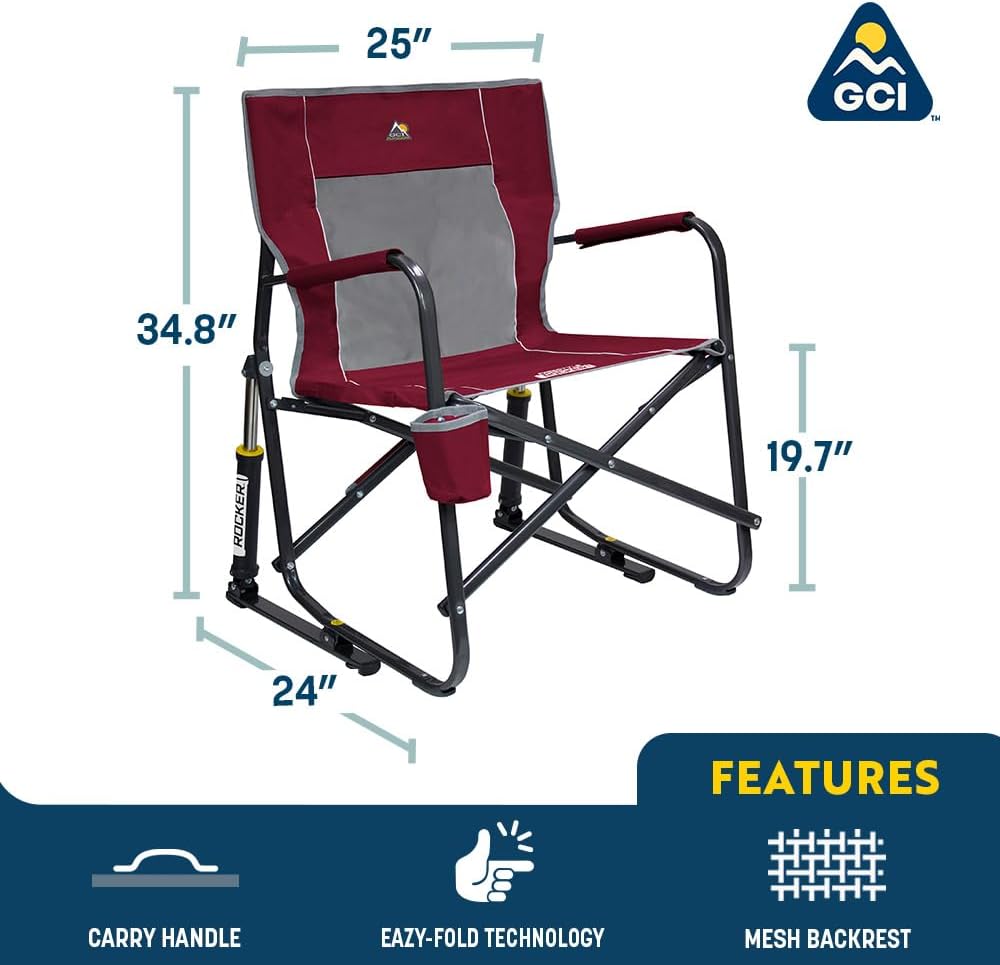 Beverage Holder Foldable Outdoor Rocking Chair