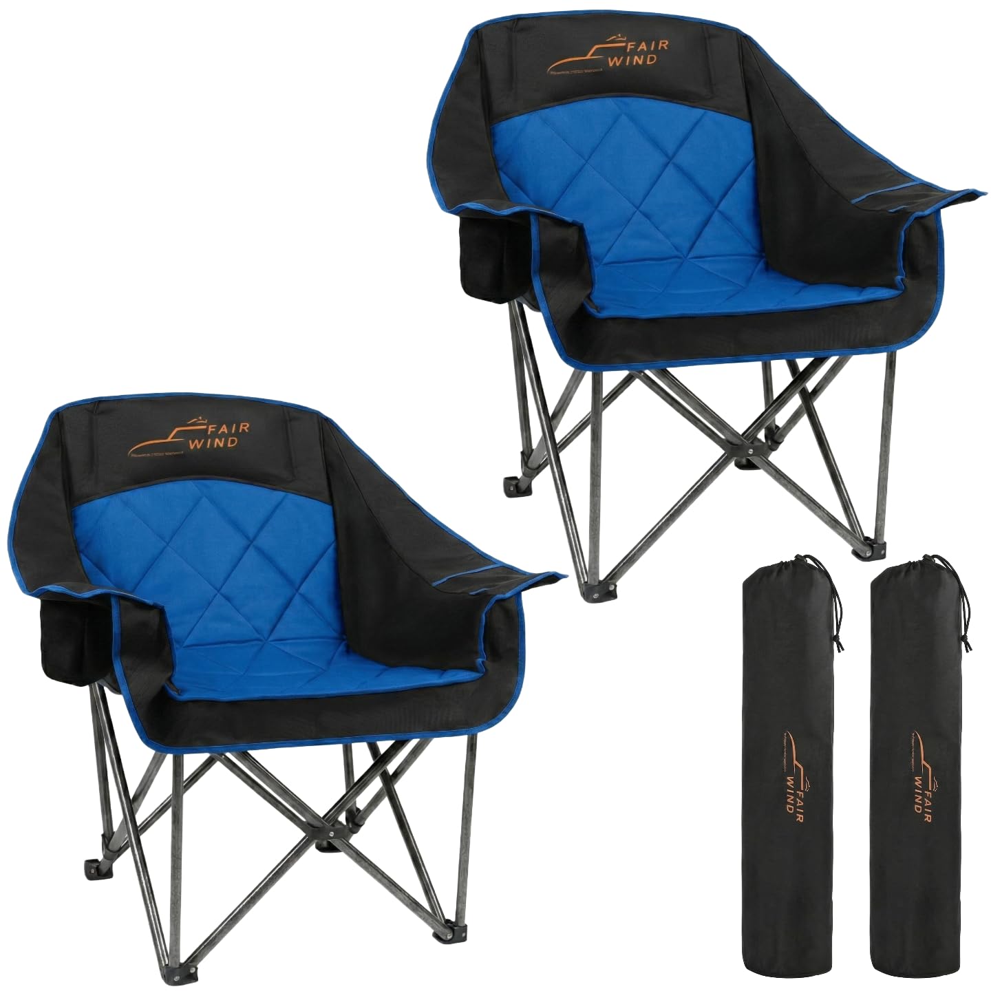 Blue Oversized Padded Heavy Duty Camping Chair