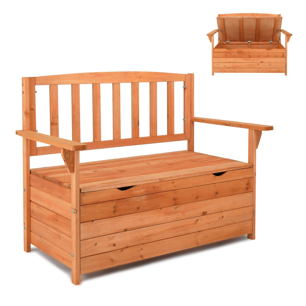 Natural Large Waterproof Wooden Outdoor Storage Bench