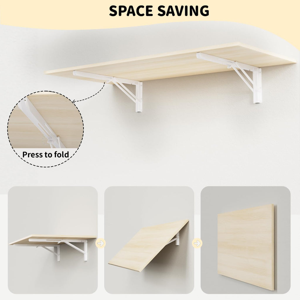 Space Saving Natural Wood Wall Fold Down Kitchen Table