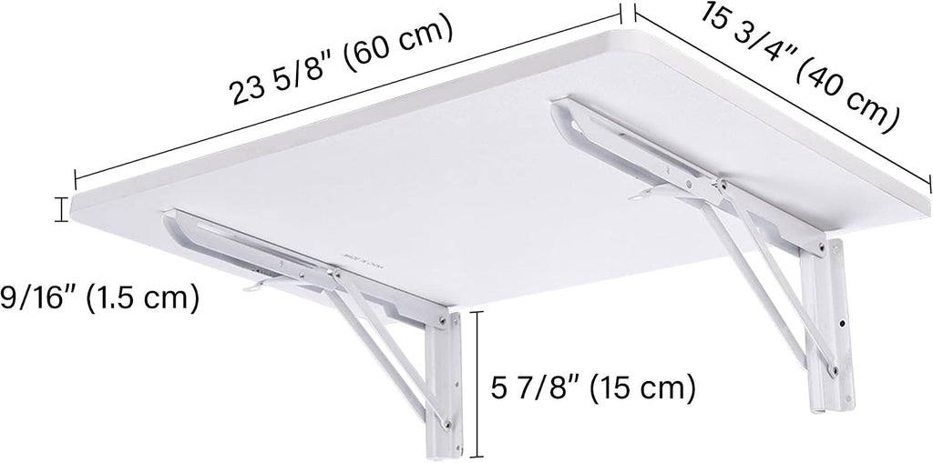 Space Saving White Wood Wall Fold Down Floating Desk