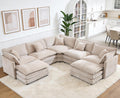 Light Camel Chenille Deep Seat Cloud Sectional Sofa