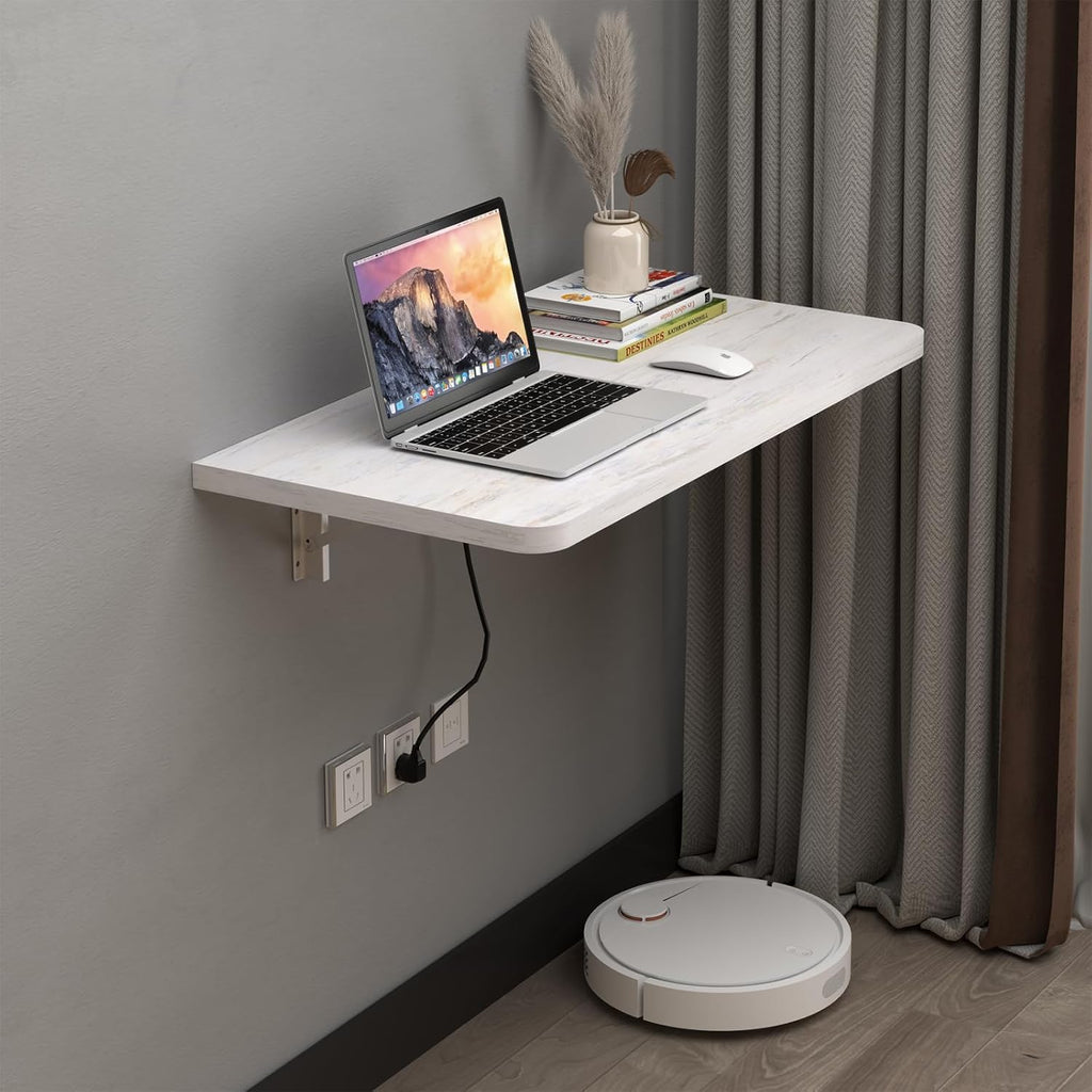 Space Saving White Wall Mounted Drop Leaf Desk