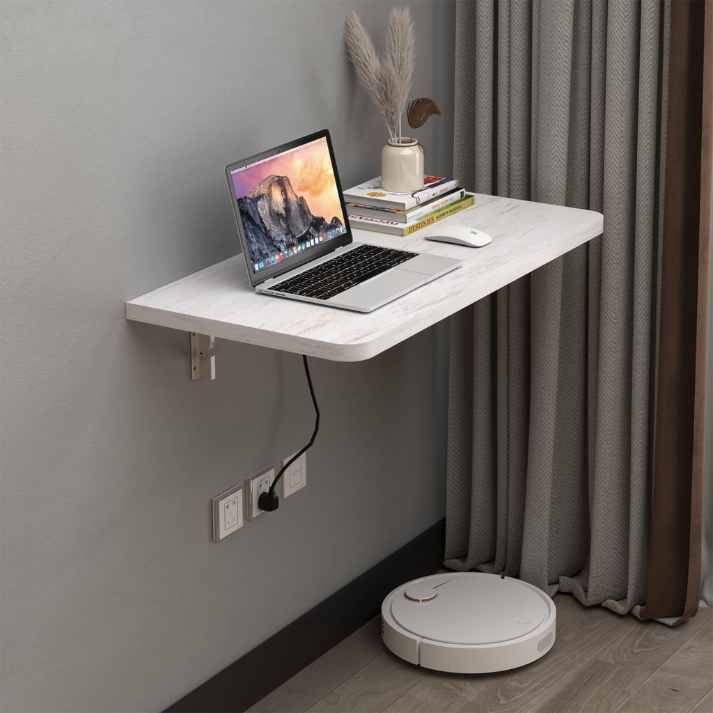 Space Saving White Wall Mounted Drop Leaf Desk