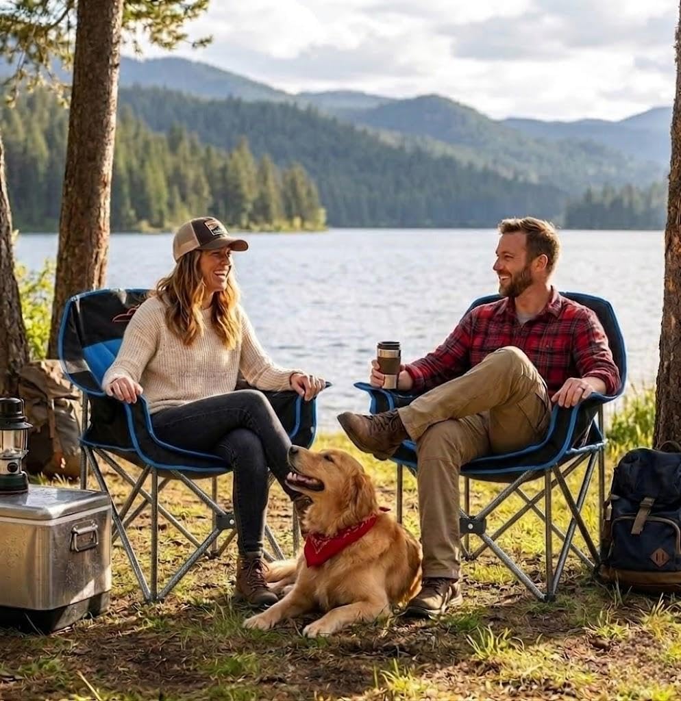 Blue Oversized Padded Heavy Duty Camping Chair