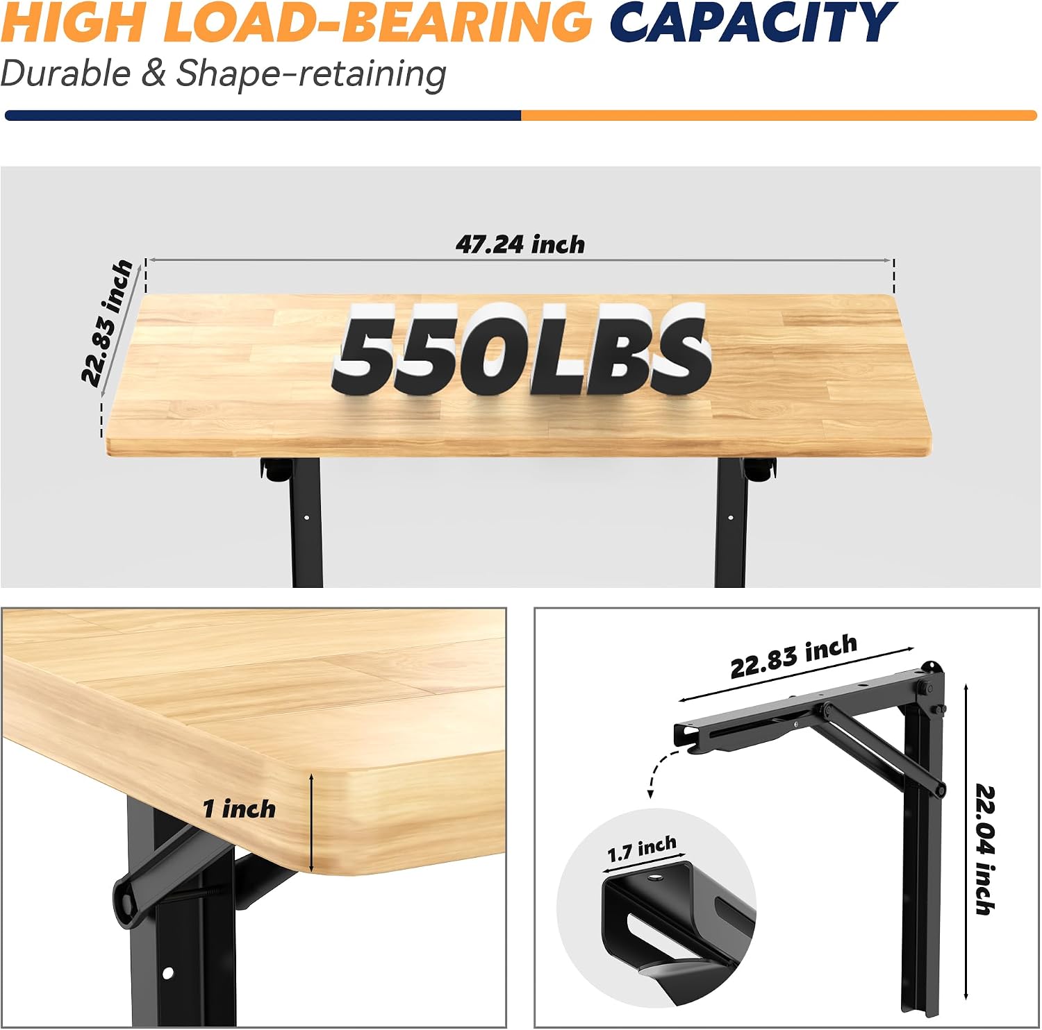 Heavy Duty Space Saving Wall Fold Down Workbench