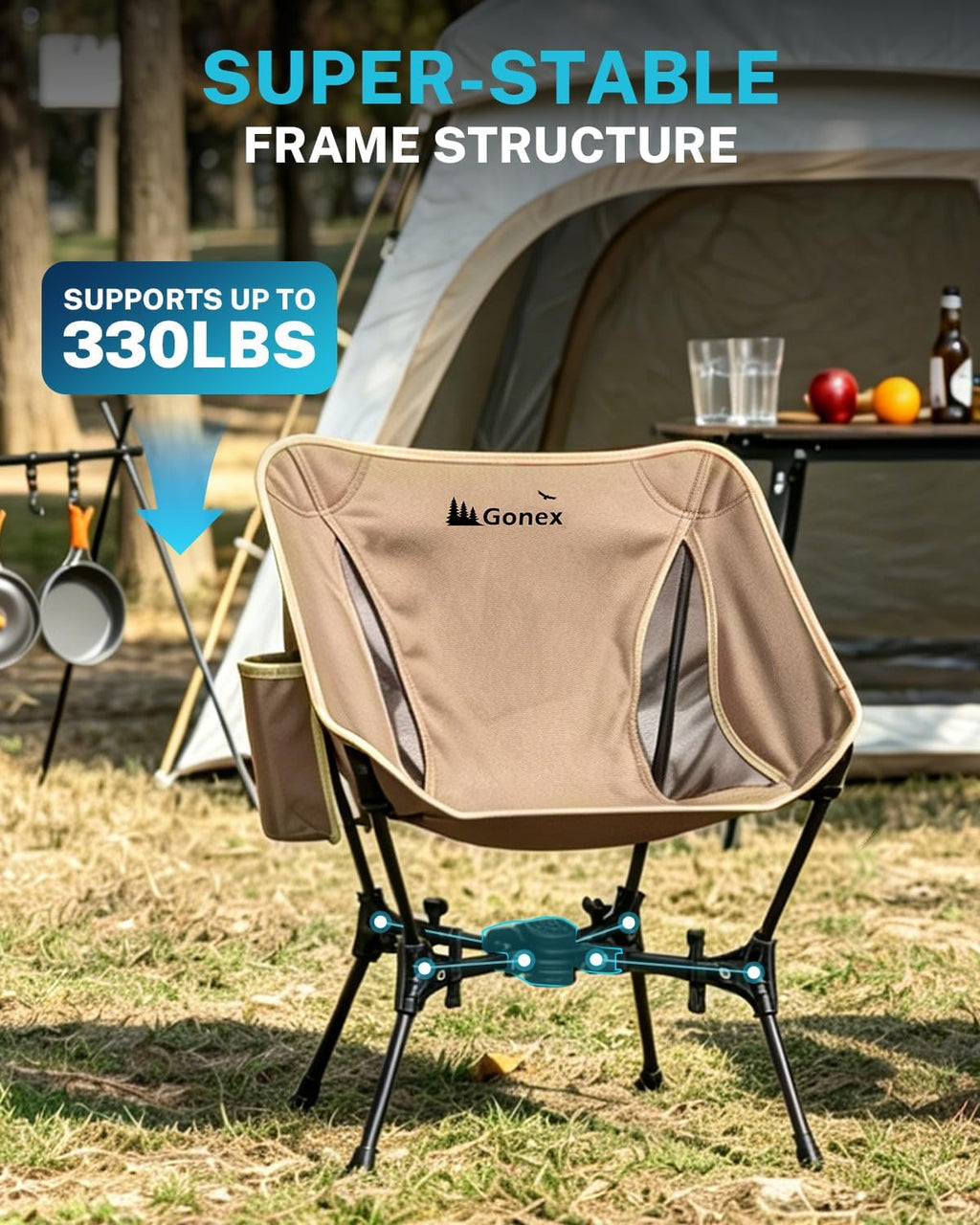 Khaki Ultralight Compact Foldable Camping Chair
