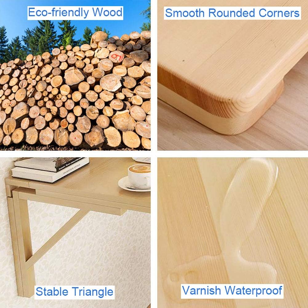 Space Saving Natural Wood Wall Fold Down Desk Table