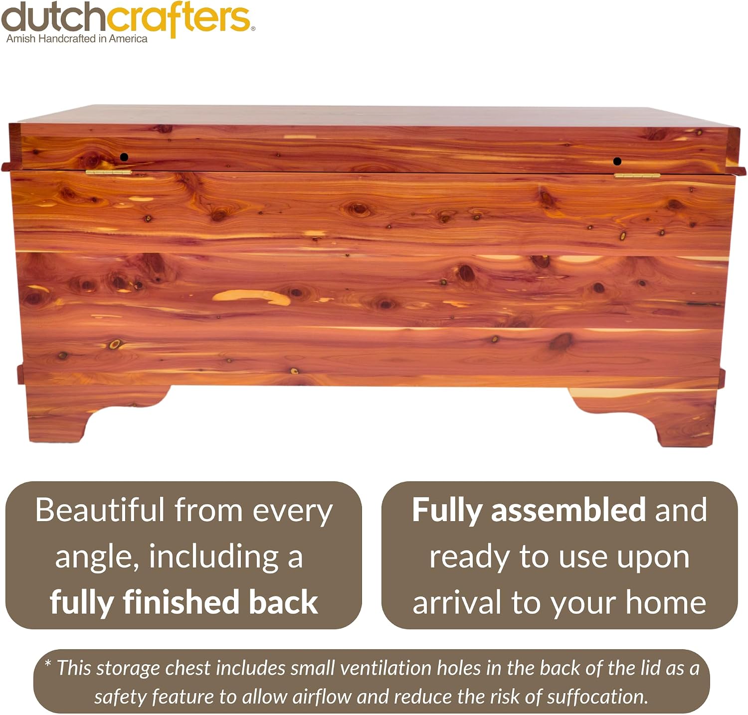 Red Cedar Lockable USA Handmade Storage Bench