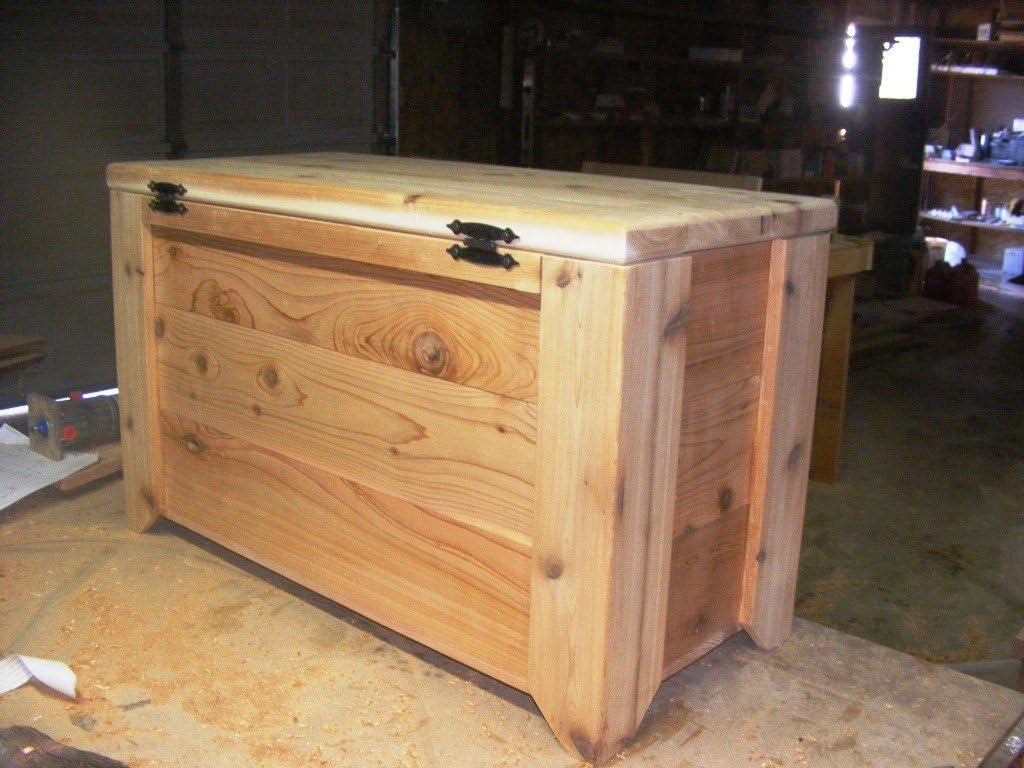 Natural Cedar Wood Handmade USA Storage Bench