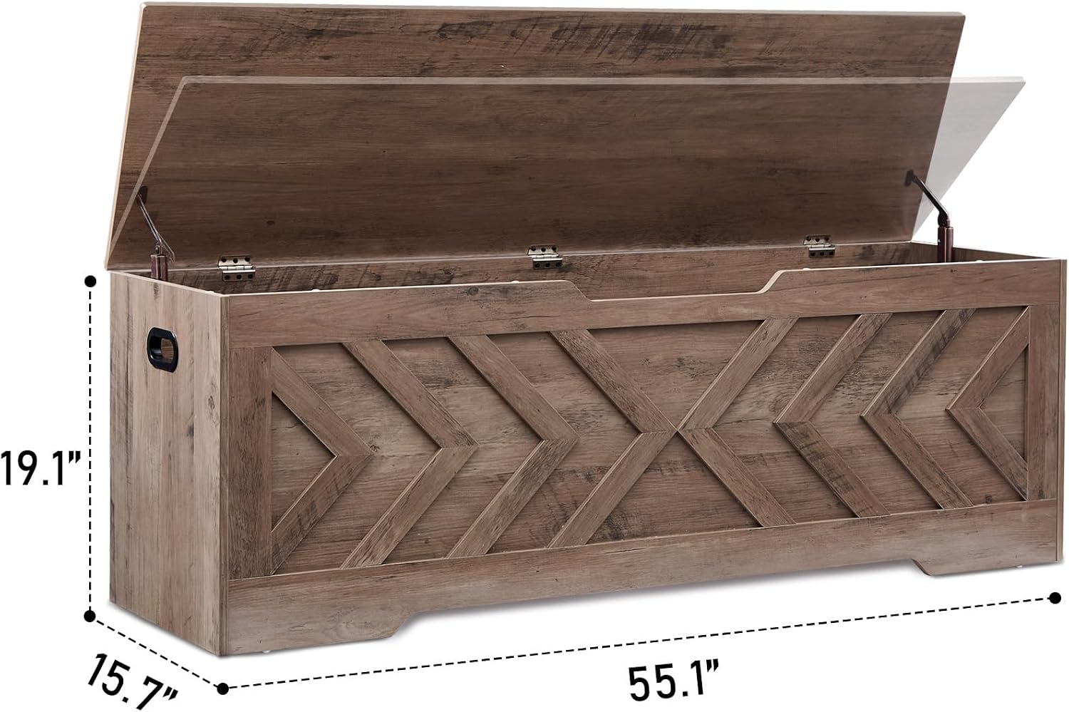 Greige Extra Large Safety Hinge Storage Bench