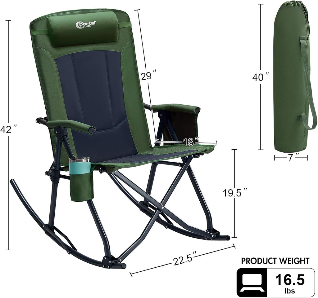 High Back Oversized Portable Rocking Camping Chair