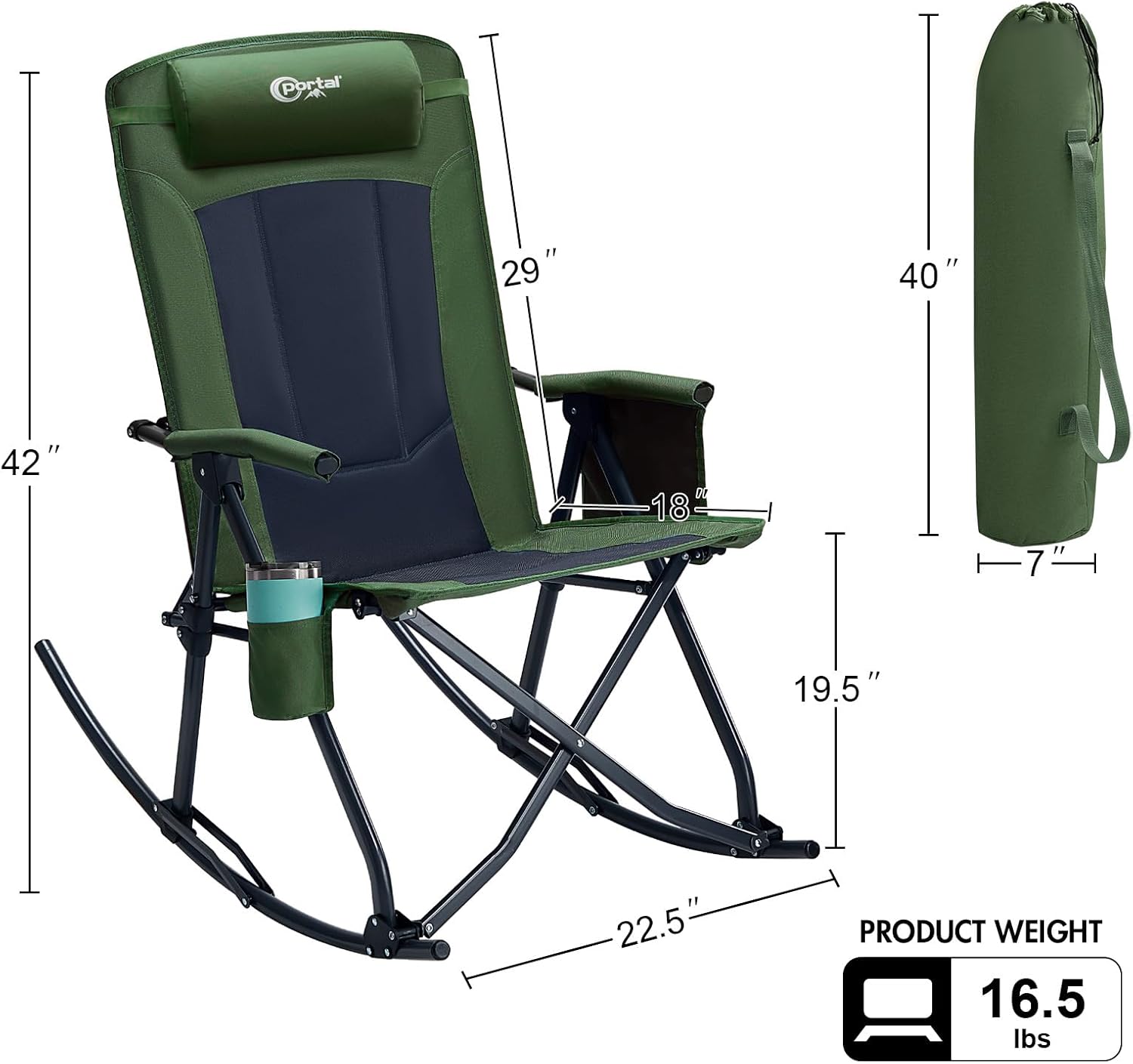 High Back Oversized Portable Rocking Camping Chair