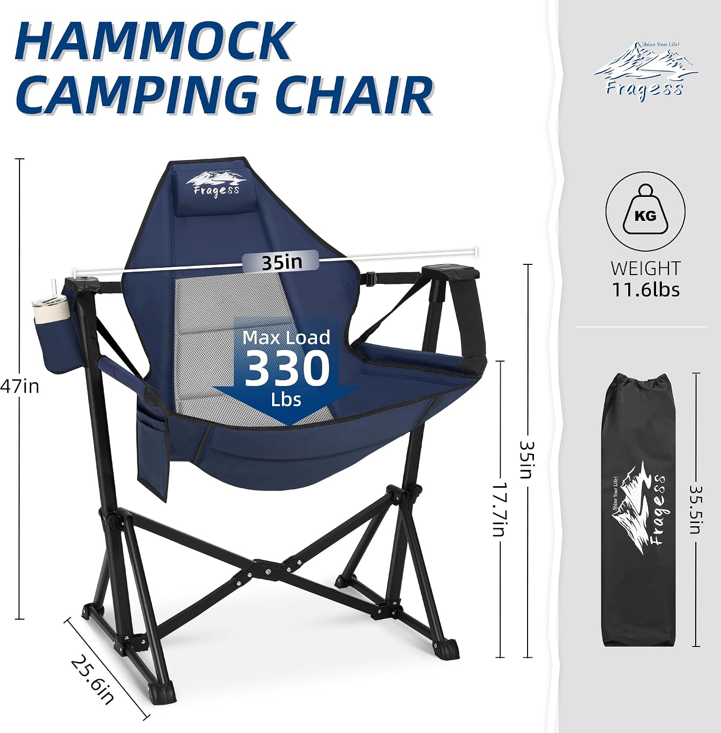 Adjustable Back Portable Hammock Camping Chair