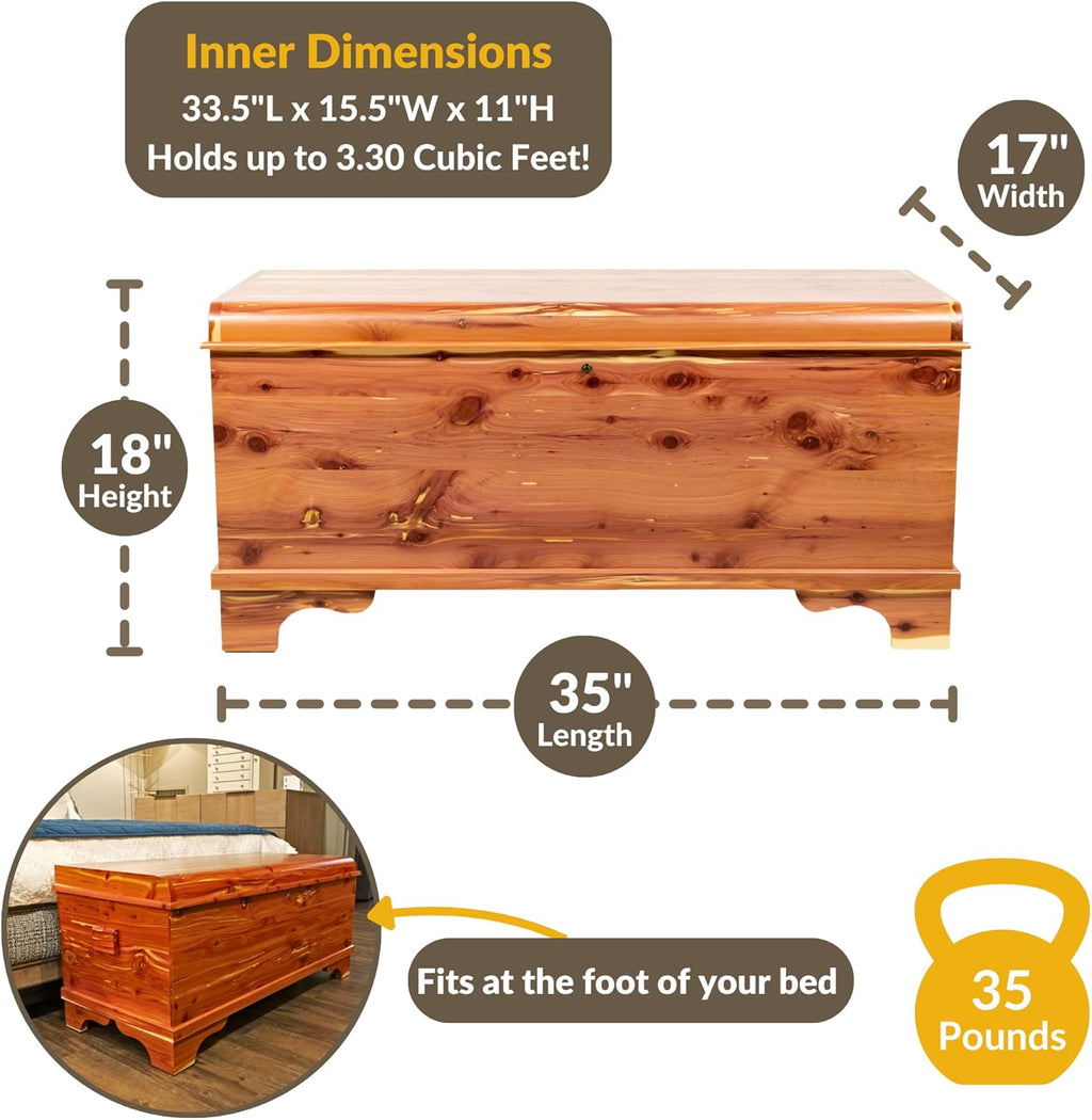 Red Cedar Lockable USA Handmade Storage Bench