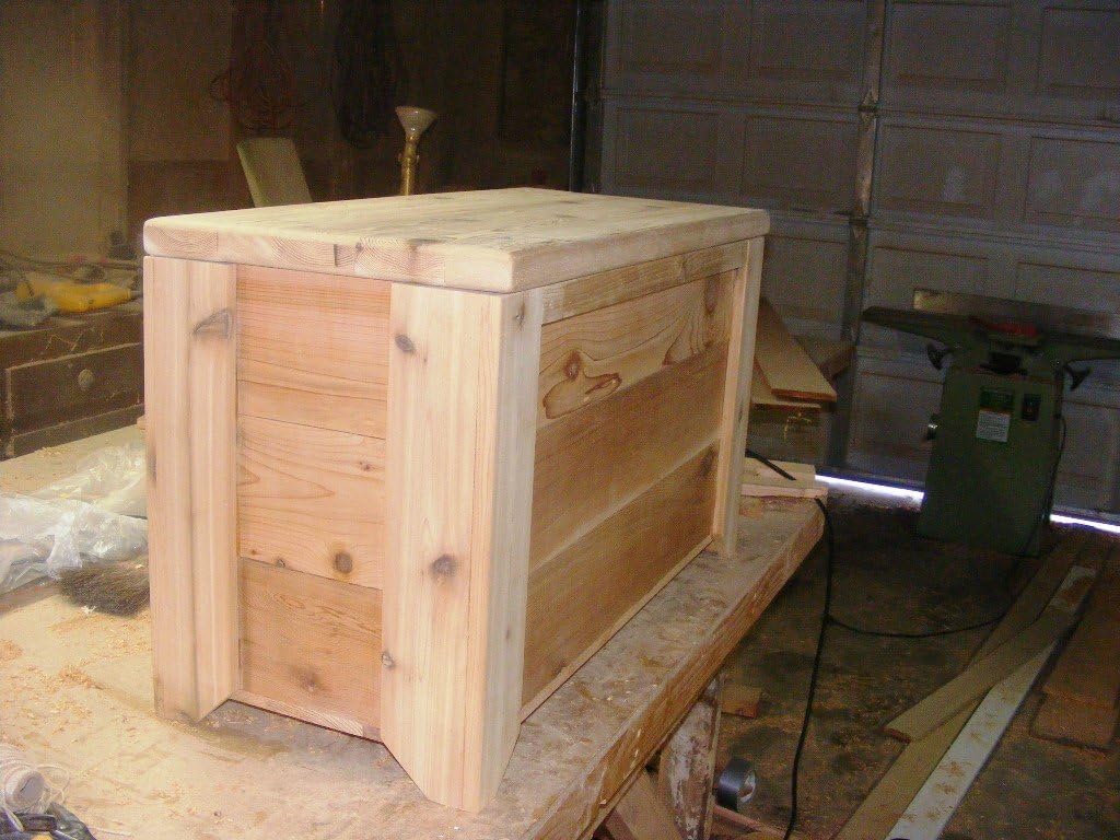 Natural Cedar Wood Handmade USA Storage Bench