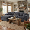 Dark Gray Corduroy L-Shaped Cloud Sectional Sofa