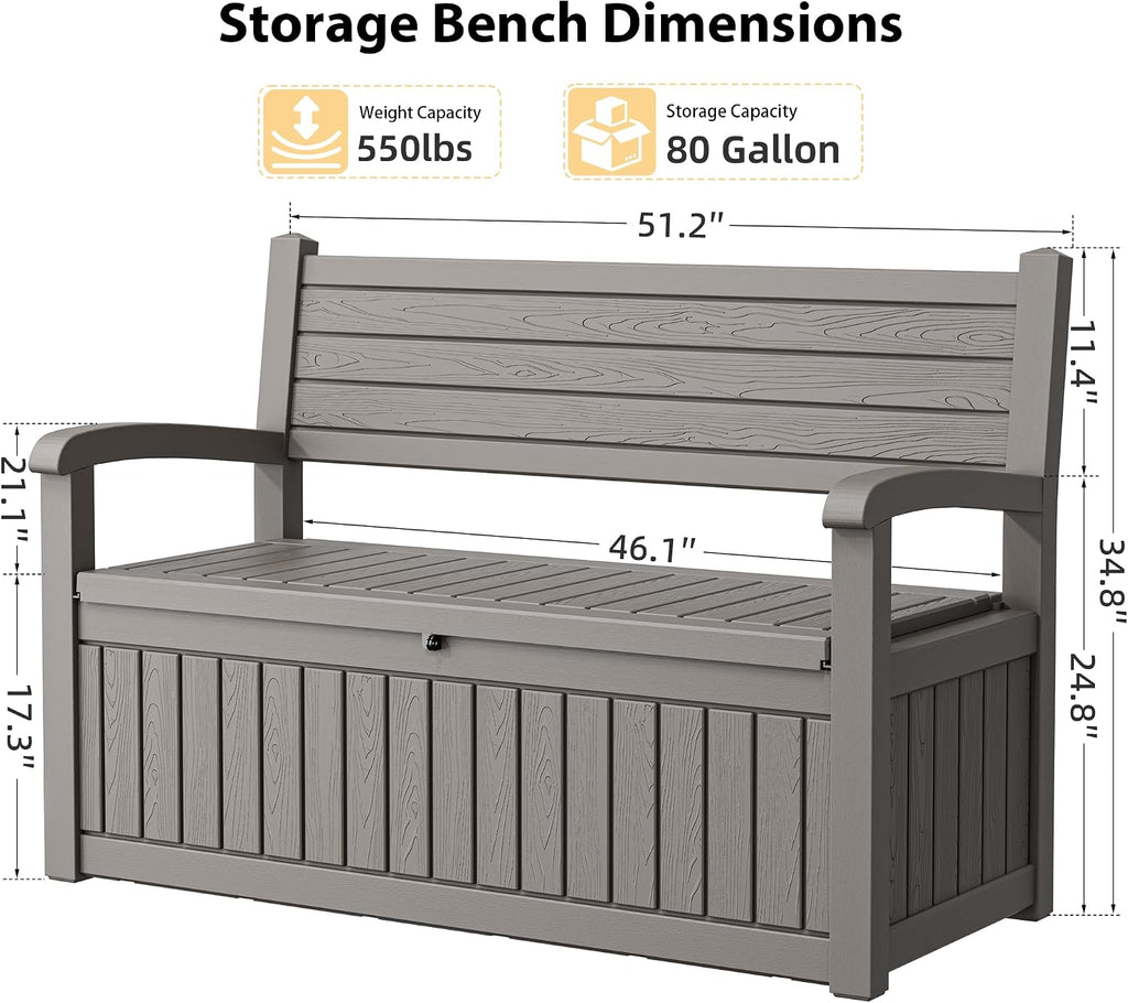 Grey Lockable Waterproof Resin Outdoor Storage Bench