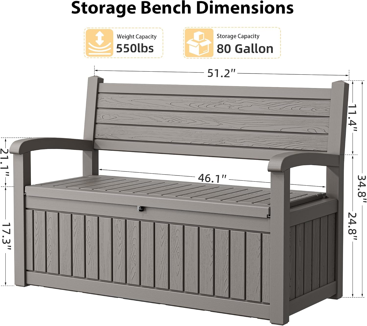 Grey Lockable Waterproof Resin Outdoor Storage Bench