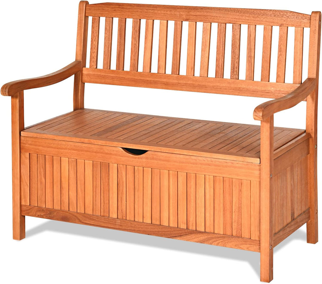 Eucalyptus Wood Dustproof Lining Outdoor Storage Bench