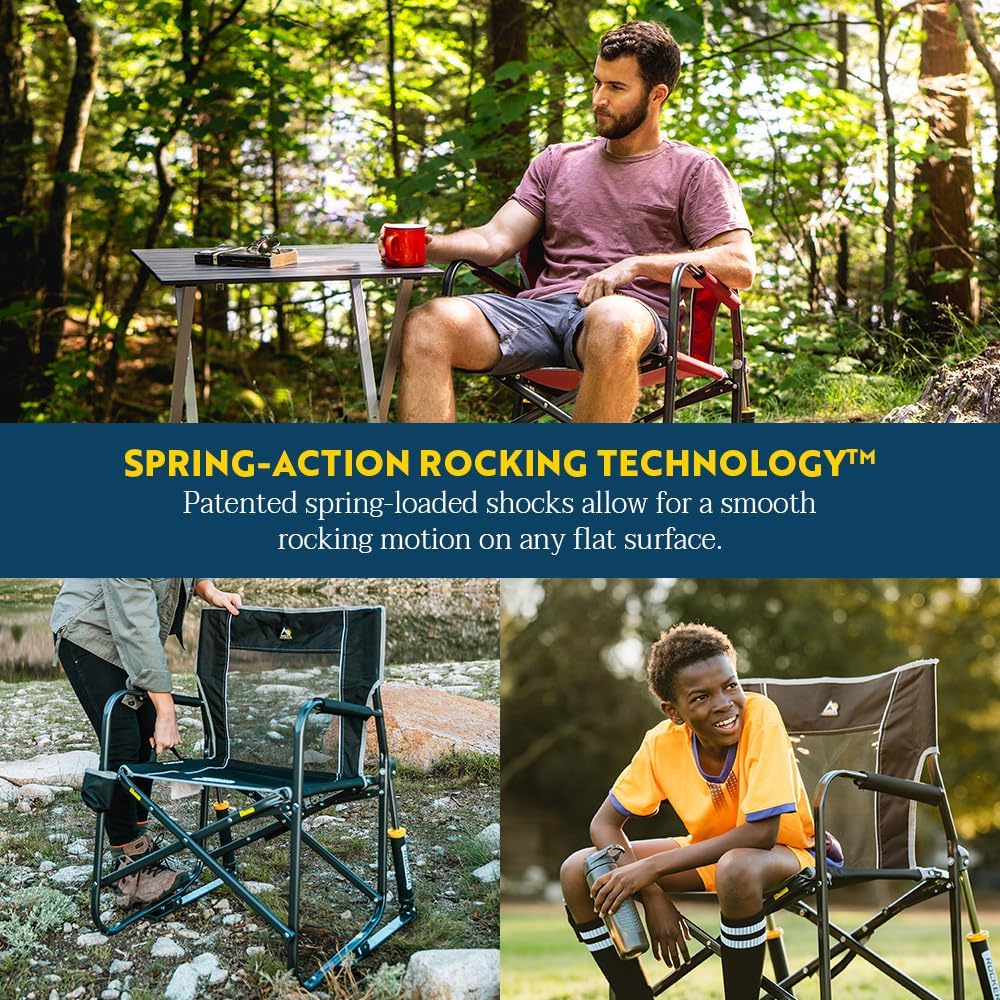 Beverage Holder Foldable Outdoor Rocking Chair