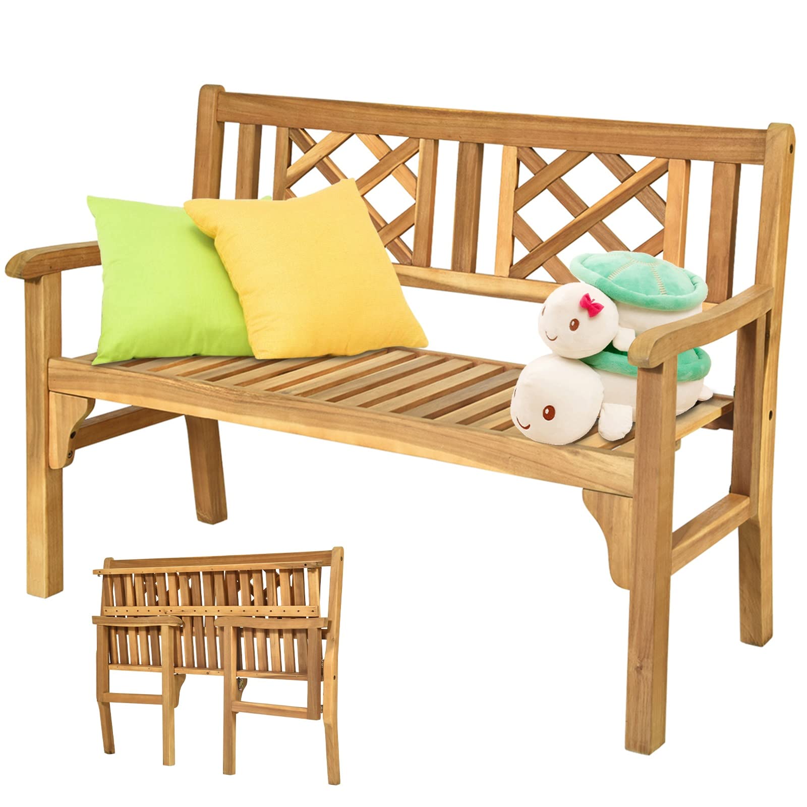 Wooden Dustproof Liner Outdoor Patio Storage Bench