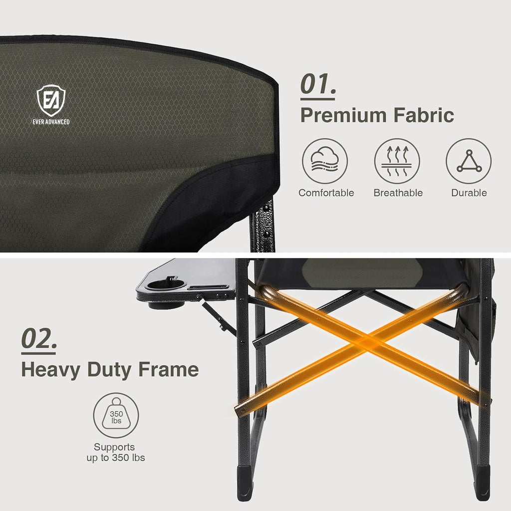 Aluminum Side Table Foldable Director Camping Chair