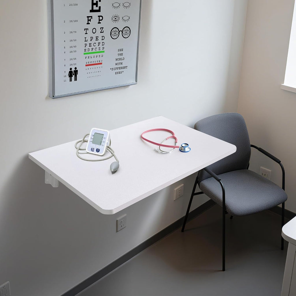 Space Saving White Wood Wall Fold Down Floating Desk