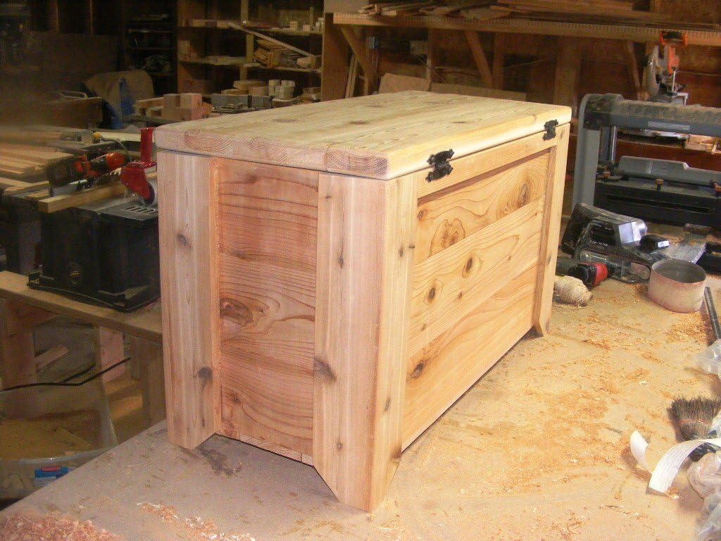 Natural Cedar Wood Handmade USA Storage Bench