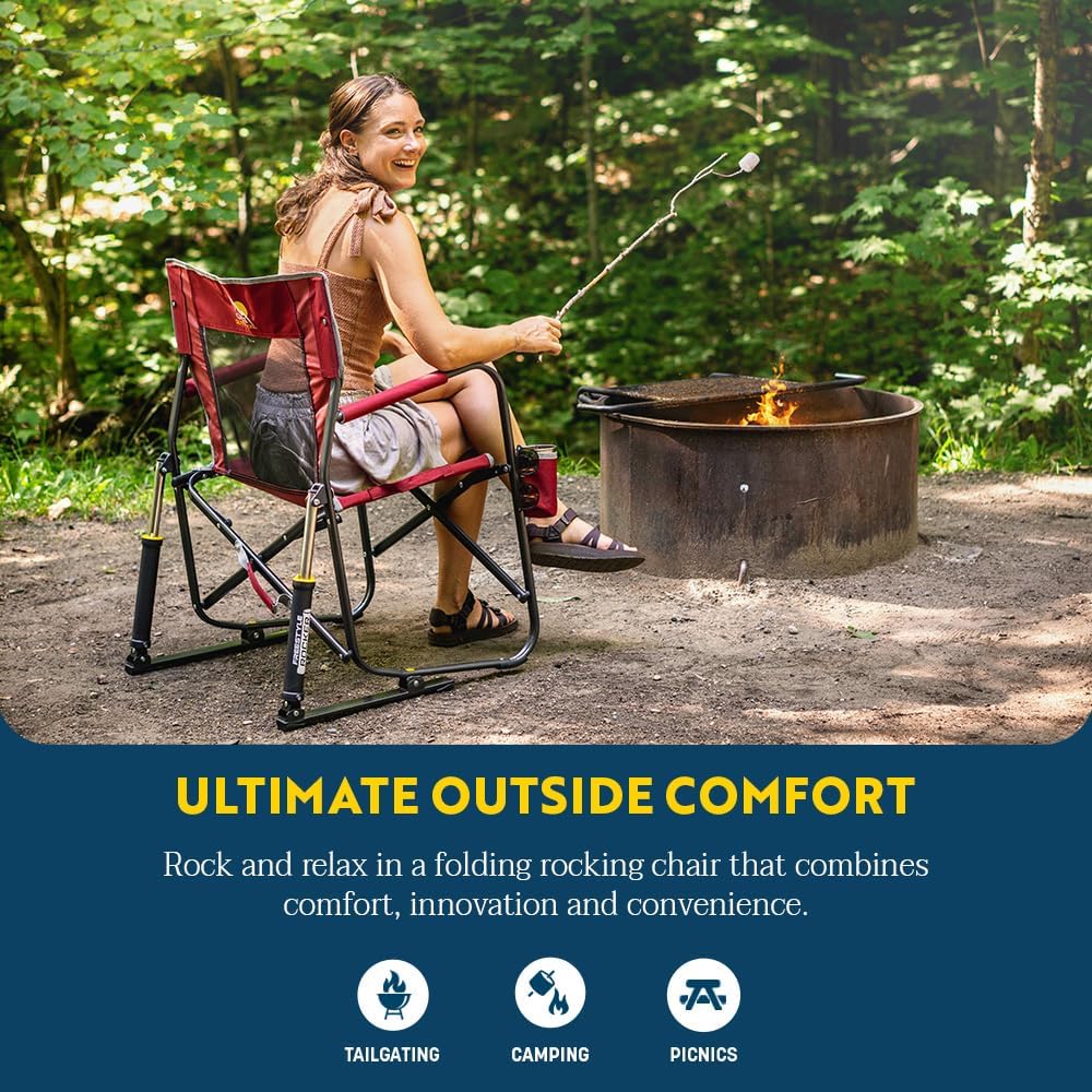 Beverage Holder Foldable Outdoor Rocking Chair