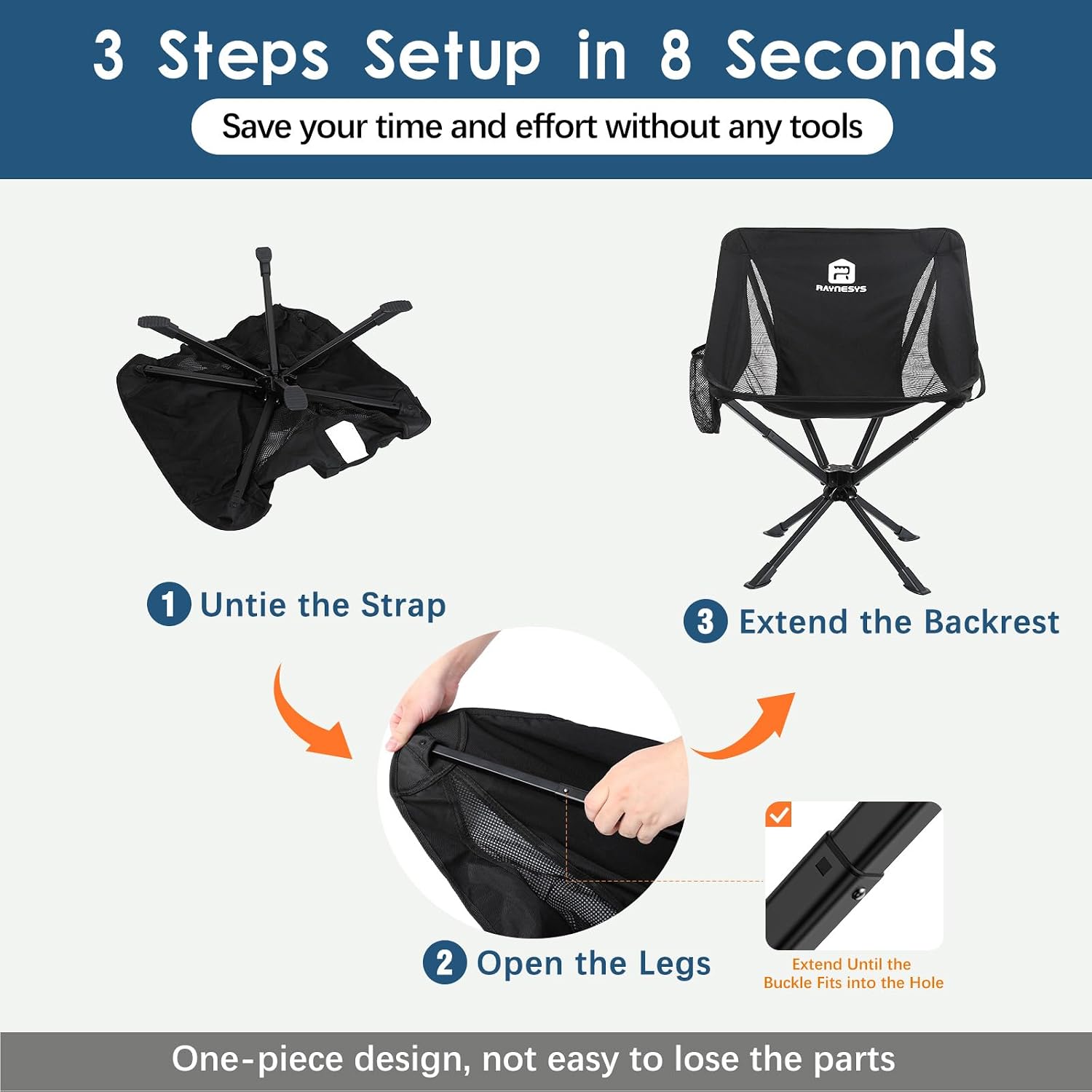 360 Rotation Lightweight Quick Setup Camping Chair