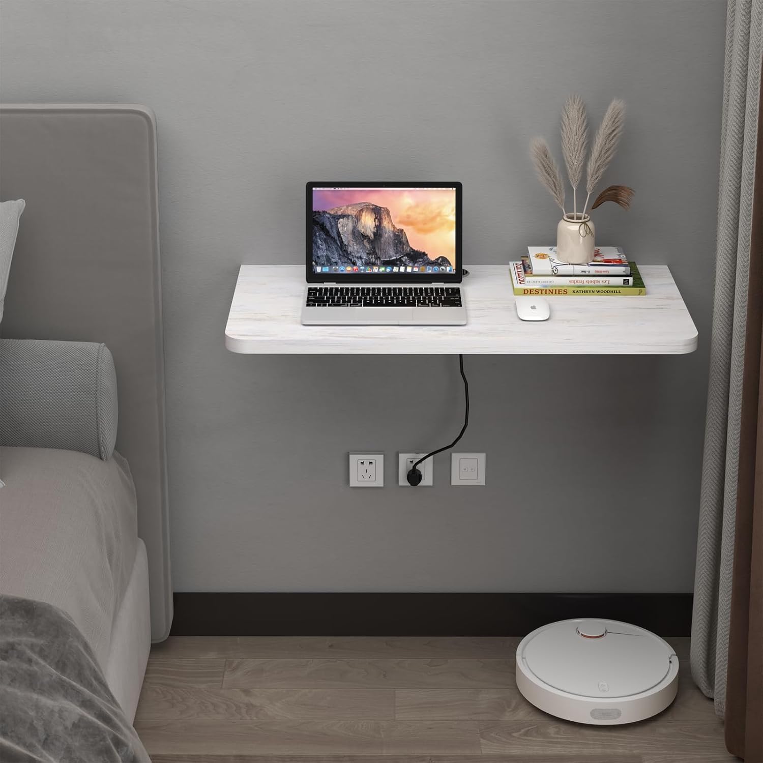 Space Saving White Wall Mounted Drop Leaf Desk