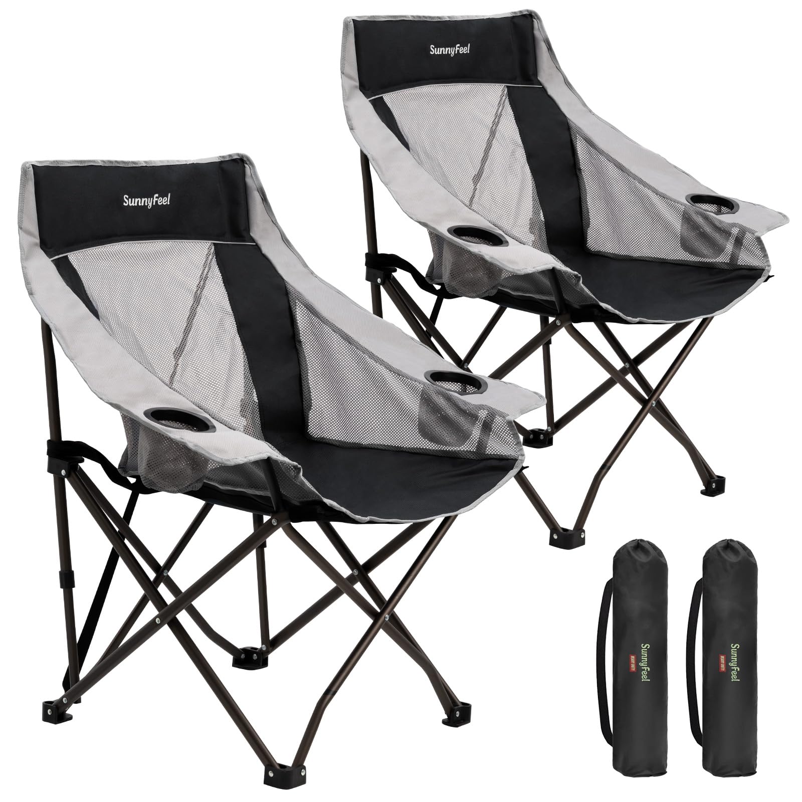 Black Oversized Heavy Duty Foldable Camping Chair