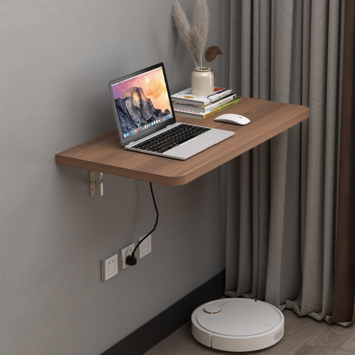 Space Saving White Wall Mounted Drop Leaf Desk