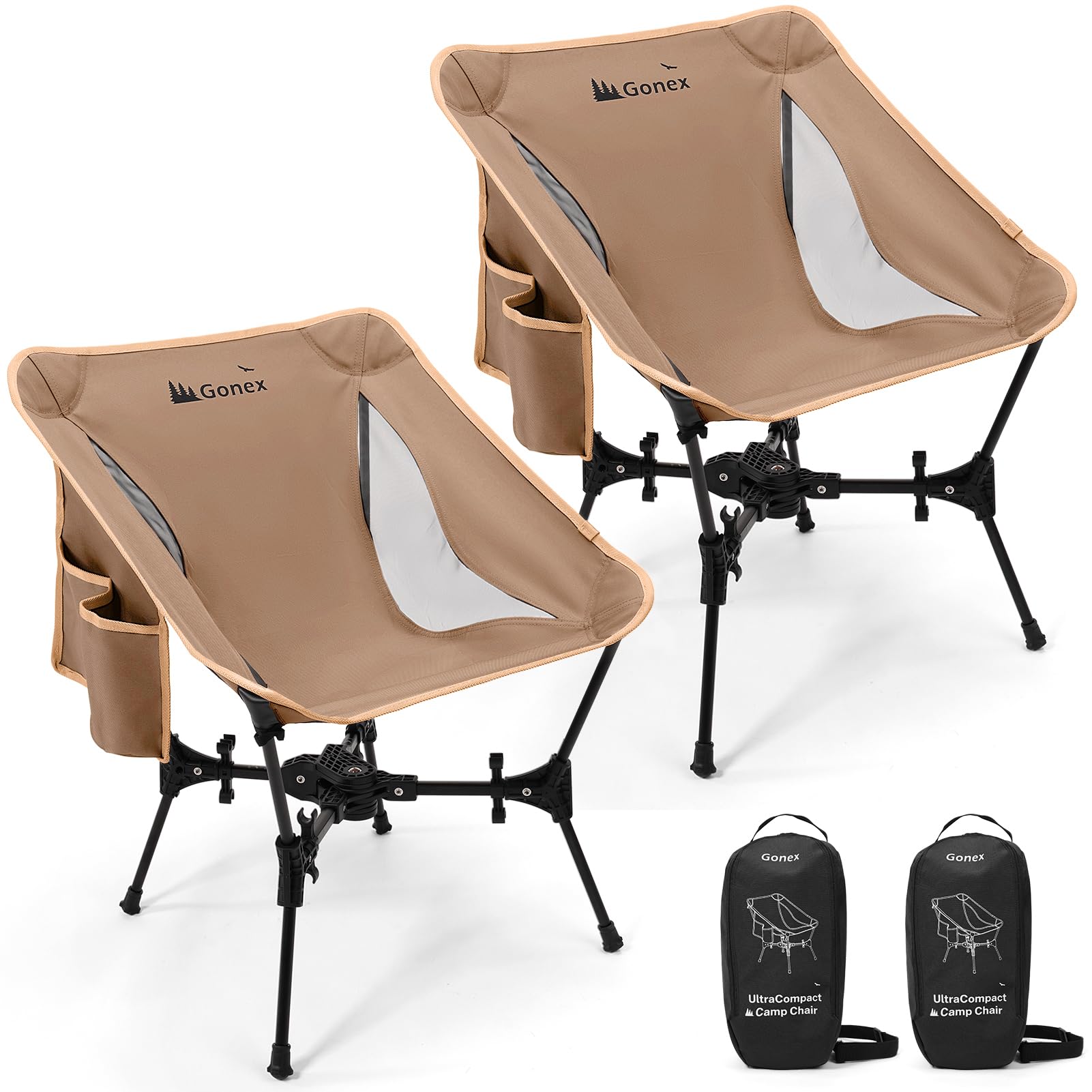 Khaki Ultralight Compact Foldable Camping Chair
