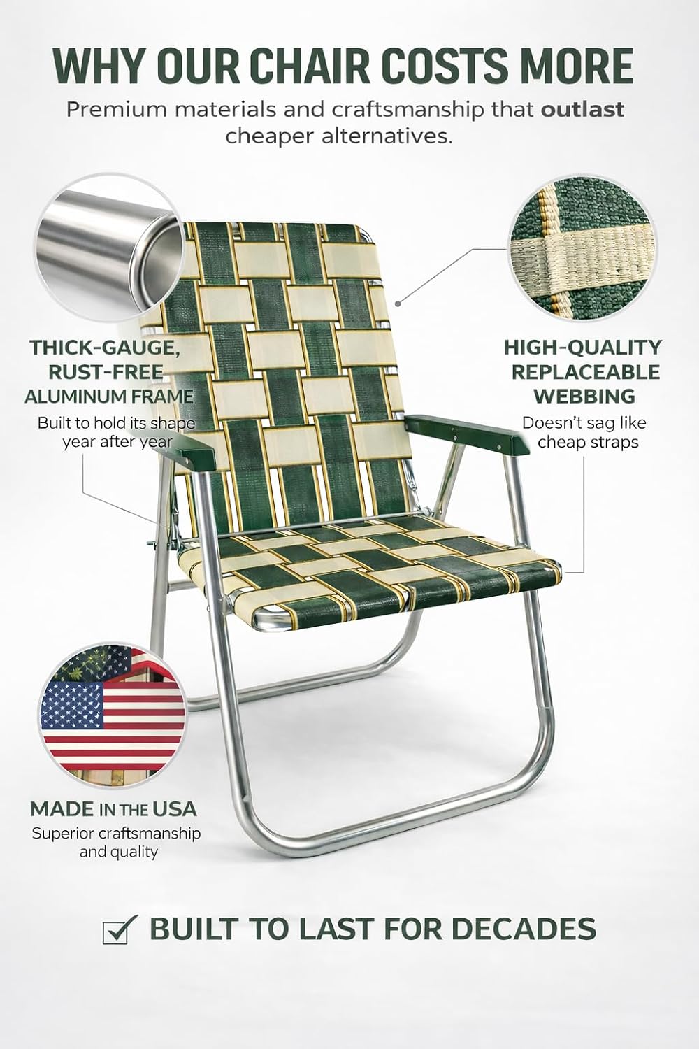 Aluminum Webbed Lightweight Foldable Lawn Chair