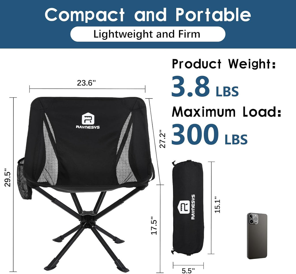 360 Rotation Lightweight Quick Setup Camping Chair