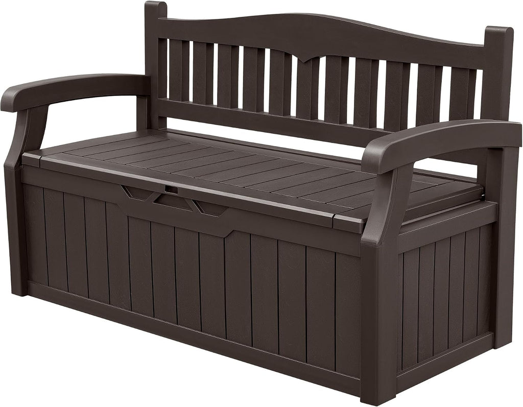 Dark Brown Lockable 80 Gallon Outdoor Storage Bench