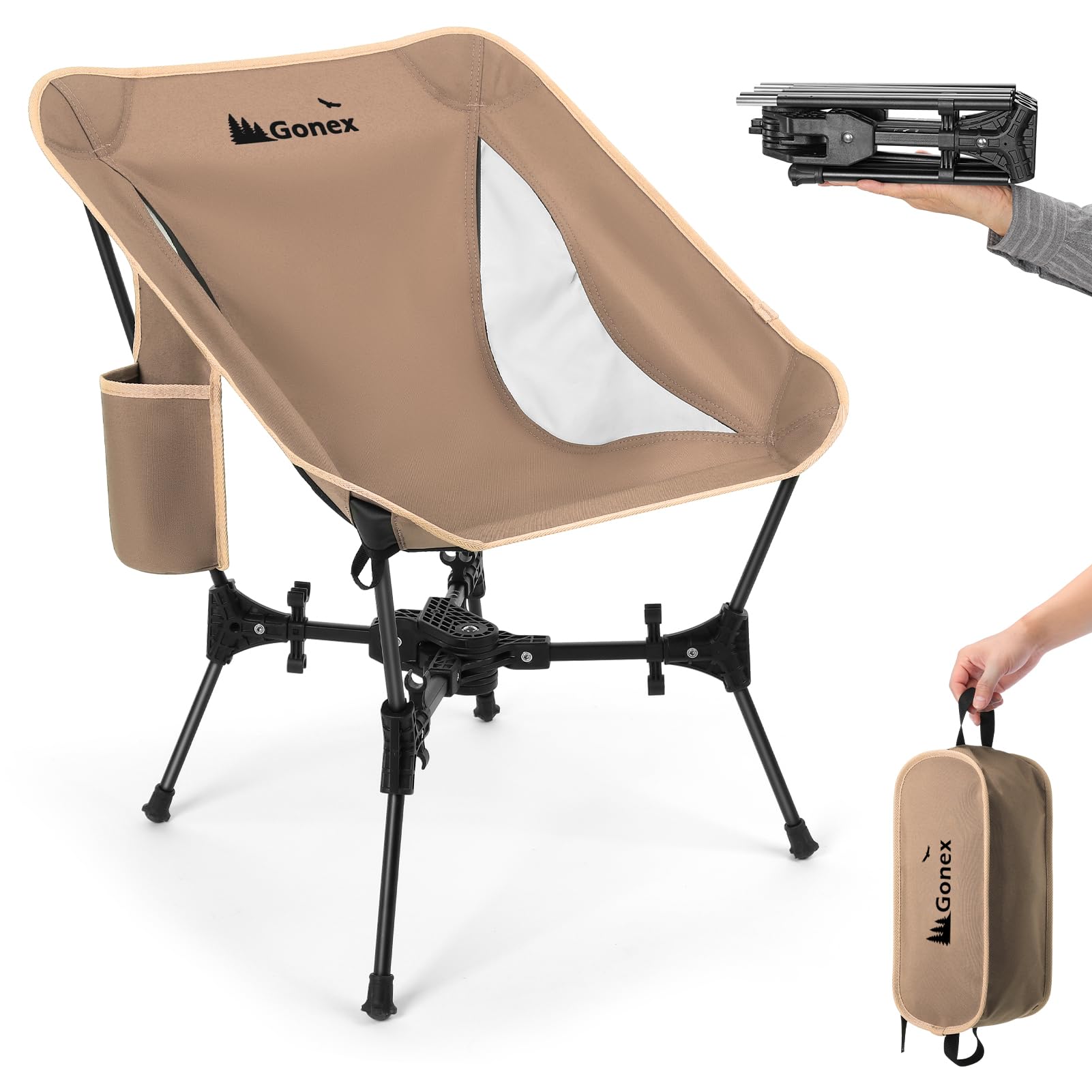 Khaki Ultralight Compact Foldable Camping Chair