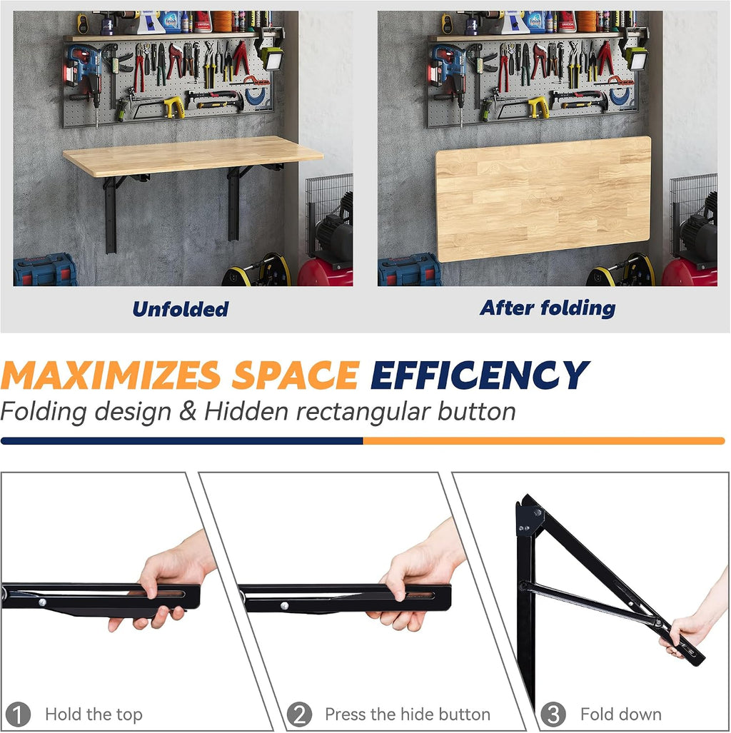 Heavy Duty Space Saving Wall Fold Down Workbench